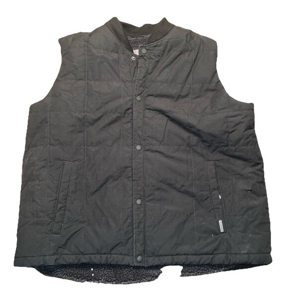 Eddie Bauer Sherpa Lined Vest Snap Up 2xl Black - Picture 1 of 5